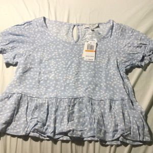 Blue blouse with tiny white flowers size small